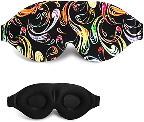 3D Sleep Mask, 100% Blackout 3D Contoured Sleep Eye Mask, Comfortable & Super Soft Sleeping Mask with Adjustable Straps for Women, Men, Sleeping Travel Yoga Naps (Colorful) by FOX-TECH