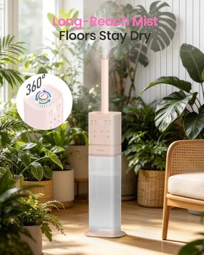 Humidifiers for Bedroom 2.1Gal/8L, Smart Humidifier for Large Room, Cool Mist Humidifiers for Home Kids Baby Plants, Top Fill Humidifier with Extension Tube, WIFI APP & Voice Control, Pink - Image 6