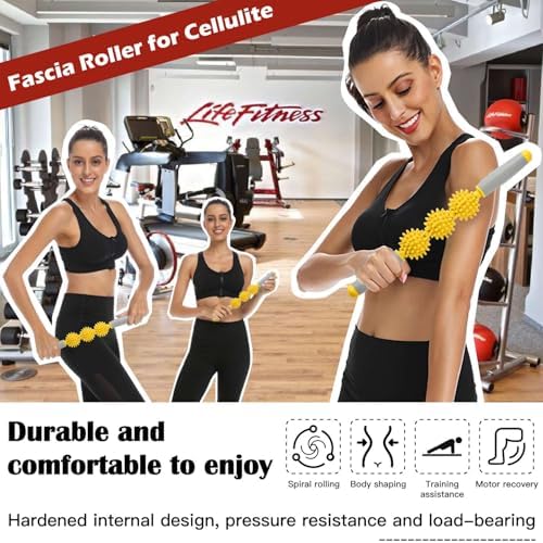 Cellulite Massager, Fascia Blaster for Cellulite, Muscle Roller Stick Lymphatic Drainage Massager for Relif Body Sorness, Trigger Points, Sports Legs, Back Recovery, Luminous Yellow - Image 2