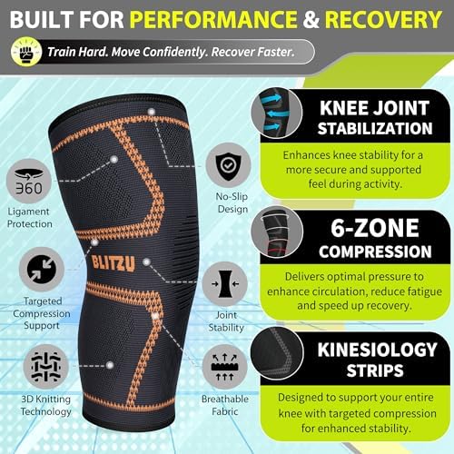 Knee Brace Men & Women, Knee Compression Sleeve Support Wrap Tendonitis M - Image 4