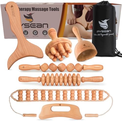 7-Piece Wooden Massage Tool Kit, Manual Body Massager Set for Home by Unknown