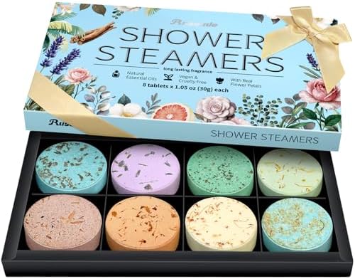 Shower Steamers Aromatherapy Birthday Gifts for Women - 8 Pcs Mothers Day Gifts for Mom Wife Daughter Grandma, Self Care with Natural Essential Oils Relaxation Home Spa Gift Set (Blue) by Unknown