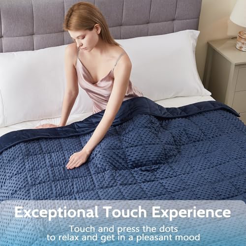 L'AGRATY Weighted Blanket for Adult - 60"x80" 20lbs Minky Dots Heavy Blanket with Glass Beads Soft Breathable for All-Season Summer Fall Winter Thick Comfort for Sleeping - Image 5