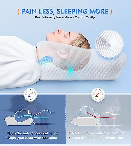 Osteo Cervical Pillow for Neck Pain Relief, Hollow Design Odorless Memory Foam Pillows with Cooling Case, Adjustable Orthopedic Bed Pillow for Sleeping, Support for Side Back Sleepers - Image 2