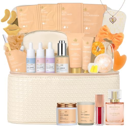 33 Pcs Mother's Day Gift for Mom, Bath & Body Gift Set for Women, Home Spa Kit, Hydrating Skin Care Gift Set, Self Care Basket, Beauty Bag, Valentines, Birthday, Anniversary, Christmas, Wife by RAROSAACCA