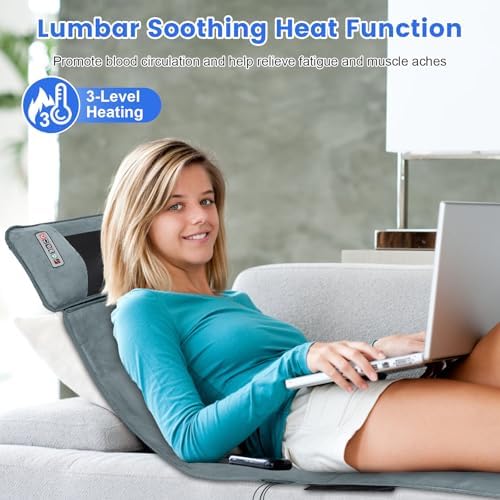Moclever Full Body Massage Mat with Heat,Massage Mattress with Shiatsu Neck Massager & Movable Neck Back Massager Pillow,10 Vibrating Motors,9 Massaging Modes & Timer for Back Leg Pain Relief - Image 3
