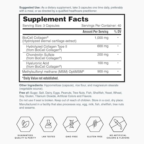Nature's Lab Hyaluronic Acid with Biocell Collagen and MSM - Skin Hydration, Joint Health - 120 Capsules (40 Day Supply) - Image 6