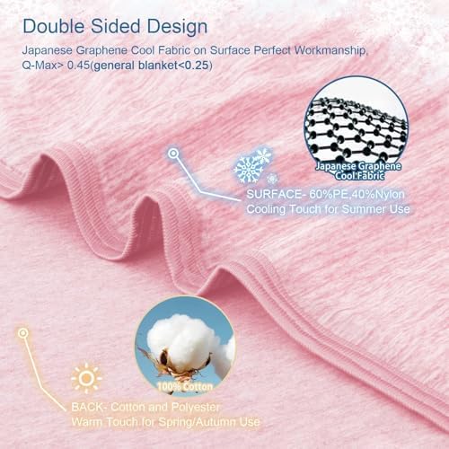 CHOSHOME Cooling Blanket for Hot Sleepers Lightweight Summer Cold Thin Blankets for Sleeping, Hot Flashes Night Sweats, Soft Blanket for Bed, King Size, Pink - Image 3