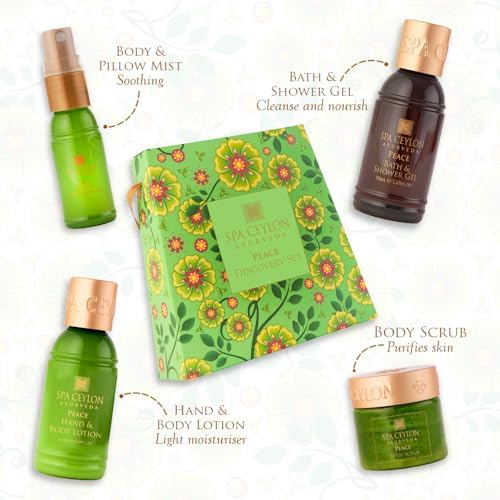 Spa Ceylon Ayurveda Peace Discovery Set - 4-Piece Natural Bath & Body Gift Set with Lavender, Lemongrass & Peppermint - Shower Gel, Body Lotion, Pillow Mist & Body Scrub - Image 4