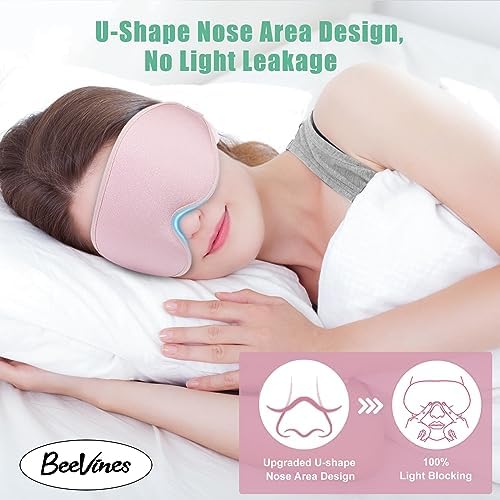 BeeVines 3D Molded Sleep Mask, Blackout Eye Masks for Sleeping (2 Packs) - Image 3