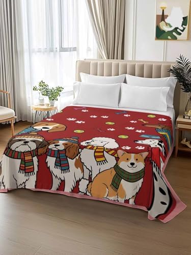 King Flat Sheet Scarf Dog Flat Sheets Only Soft Breathable Microfiber Bedding Top Sheets Luxury Hotel Quality Puppy Animal Paw Print Tennis Ball Red King Bed Sheet for All Season Bedroom Dorm Decor - Image 2