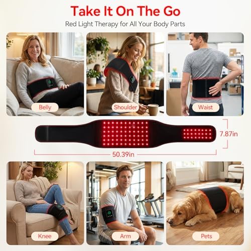 Red Light Therapy Belt for Body Back/Abdomen, Cordless Infrared Waist Wrap - Image 3