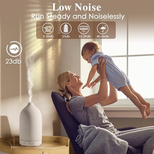 Diffuserlove Ceramic Essential Oil Diffuser 160ML Aromatherapy Diffuser for Home Bedroom Room Cool Mist Humidifier Stone Air Diffusers (Size:6.8" H x 3.6" W) - Image 5