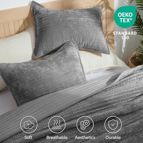 BEDELITE Velvet Quilt Set Queen Size, Luxury Velvet Comforter Bedding - Image 6