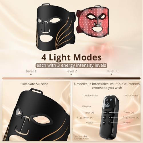 Red Light Therapy Mask for Face & Neck,4 Modes,850nm NIR - Image 4