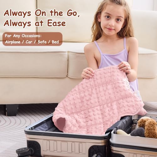 yescool Pink Weighted Lap Pad 2 lb Small Lap Blanket, Weighted Lap Blanket Minky Weighted Throw Blankets, Blankets Gifts for Travel Outdoor Indoor, 20 * 30in - Image 2