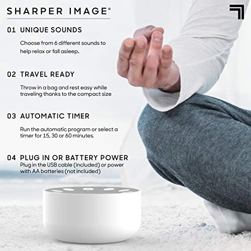 Sharper Image White Noise Sound Machine, Sleep Sounds to Support Restful Sleep, Meditation & Relaxation Naps, 6 Soothing Nature Soundscapes for Baby, Kids & Adults, Portable for Home & Travel - Image 4