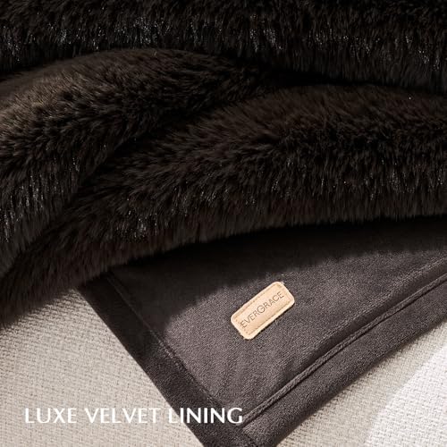 EVERGRACEHOME Faux Chinchilla Fur Throw Blanket, 50"x60", Espresso Mink - Image 7