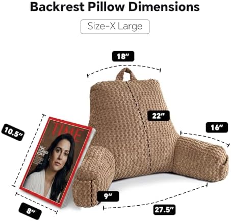 Reading Pillow with Arms for Sitting in Bed,22" Backrest,Khaki Corduroy,XL - Image 5