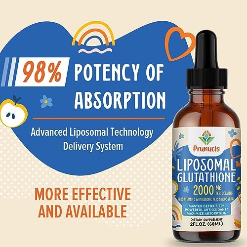 Prunucis 2000MG Liposomal Glutathione Liquid, 98% Absorption, Active Form L-Glutathione Supplement, Vegan Friendly, Powerful Antioxidant Complex for Immune System, Aging Defense, Detox, 2 FL.OZ - Image 3