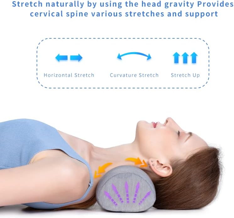 Bespilow Cervical Neck Traction Pillow for Pain Relief - 30 Min Daily Stretcher & Relaxer - Dual-Layer Memory Foam Neck Roll for Back Sleeping - Small Orthopedic Bolster with Cooling Cover - Image 3