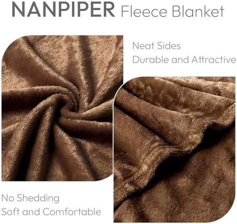 NANPIPER Queen Size Blanket - Lightweight Soft Fleece for Adults All-Season Coffee Brown 90"x90" - Image 3