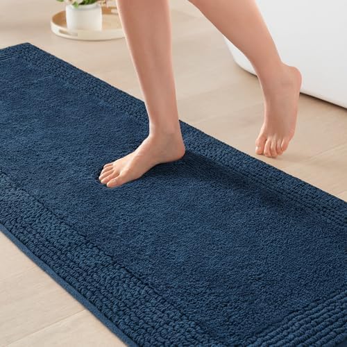 Madison Park Splendor Reversible 100% Cotton Bath Runner, 24 x 72, Navy by MADISONPARK