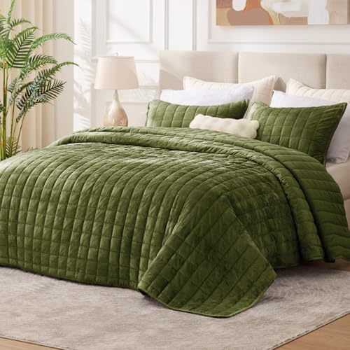 BEDELITE Velvet Quilt Set Queen Size, Luxury Velvet Comforter Bedding - Image 2