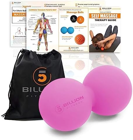 5BILLION Peanut Massage Ball - Double Lacrosse Massage Ball & Mobility Ball for Physical Therapy, Deep Tissue Massage Tool for Myofascial Release, Muscle Relaxer, Pink - Image 2