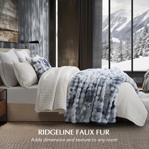 EverGrace Faux Rabbit Fur Bubble Throw Blanket, 50"x60", Cloud Blue - Image 2