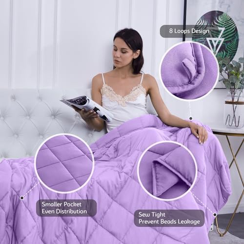 L'AGRATY Weighted Blanket - 48"x72" 20lbs Cooling Breathable Heavy Blanket with Glass Beads for Adult All-Season - Image 4