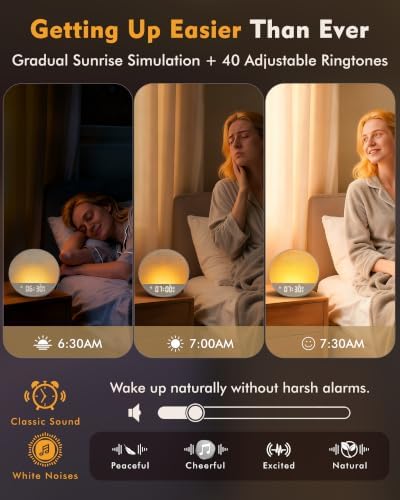 Sunrise Alarm Clock with Sound Machine, Bluetooth Speaker, Remote, Putty - Image 3