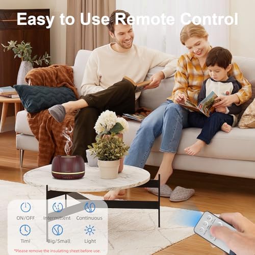 SEEDSEEL 300ML Essential Oil Diffuser, Aromatherapy Diffuser with Remote Control, 4 Timers, 7-Color LED Light and Waterless Auto-Off for Room, Bedroom, Home - Image 5