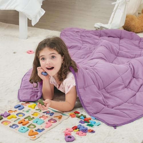 Purple Weighted Blanket 5lbs, 36"x48", Cooling Heavy Throw Blanket for 20-40lbs, Microfiber Soft Thick Big Blankets Weighted Comforter Breathable Gift - Image 3