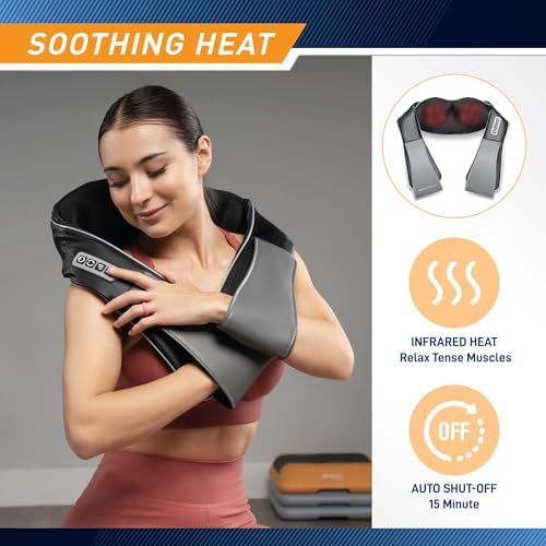 Marcy Rechargeable Neck/Shoulder/Back Massager Portable Cordless Bidirectional Rotation Shiatsu Deep Kneading with 8 Massage Nodes for Self-Care, Relaxation, Stress and Pain Relief - Image 5