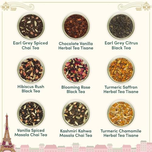 VAHDAM, Weekend in Paris Tea Gift Set - 9 Assorted Teas | Travel Edition Gift Box | Natural Ingredients Luxury Tea Set | Gluten Free, Non-GMO - Image 2