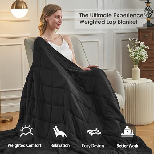 Weighted Blanket for Adults 20lbs, 60"x80", Queen Size Cooling Heavy Throw Blanket for 180-220lbs,Microfiber Soft Big Blankets Weighted Comforter, Black - Image 3