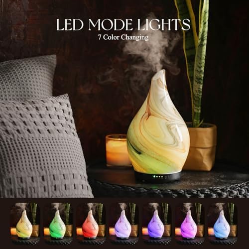 Porseme Essential Oil Diffuser 280ml Handmade Glass Diffuser 7H Runtime - Image 2
