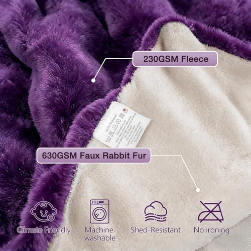 ORINOVA Purple Fluffy Soft Plush Faux Fur Throw Cozy Blanket for Couch Bed Fuzzy Blanket Living Room Women Gift Home Decor 50x60 - Image 6