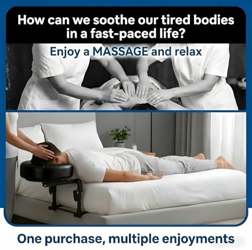 Massage Headrest for Bed Home Mattress Top Massage Kit Adjustable 18" Height SPA Head Holder Massage Face Cradle Home Salon Face Cushion Support Bracket (Black) - Image 6