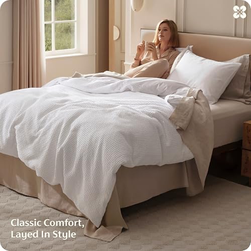 Bedsure PureWoven Cotton Waffle Weave Duvet Cover, King, Duvet Cover Only - Image 6