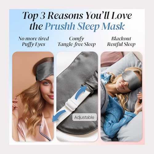 Adjustable Blackout Silk Sleep Mask - Luxurious 100% Pure Mulberry Eye Mask for Restful Sleep & Travel, Hypoallergenic, Cooling, for Women & Men, Grade 6A Silk (Charcoal Grey) - Image 2