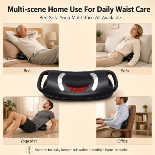 brenzo Lower Back Massager with Heat, Electric Lumbar Stretching Device with Airbag Compression, 15 Intensity Levels, 3 Heat Settings, Portable Back Relaxation for Home Office Use-Black - Image 7