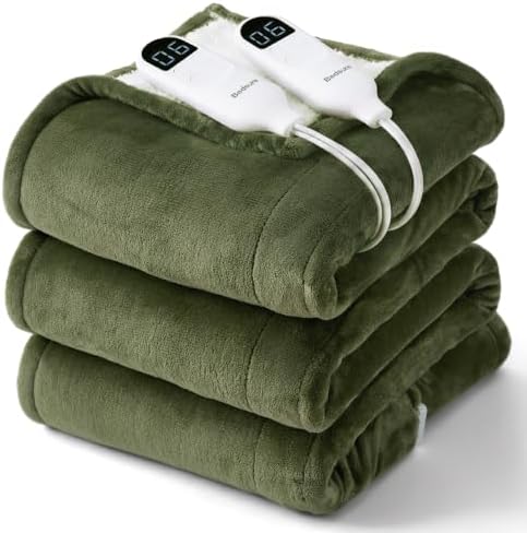 Bedsure Heated Blanket King Size, Dual Control Electric Blanket, Green by Unknown