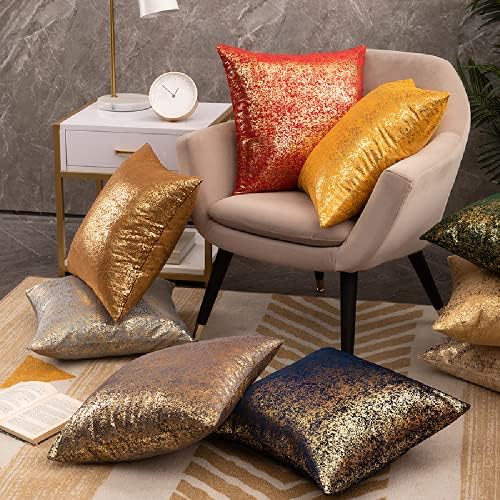Deeprove Throw Pillow Cover Both Sides Sparkle Gold Foil Print, Soft Velvet Hidden Zipper Closure Accent Pillow Cushion Case for Bedroom, Living Room, Sofa, Square 22 x 22 Inches 1 Pack, Christmas Red - Image 5