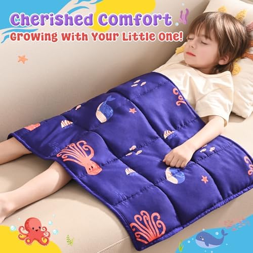 anfie Weighted Lap Pad 2 Pounds, Weighted Blanket(20"*30") Cooling Blanket for Resting,Weighted Throw Blanket for Travel Indoor Outdoor (Blue Ocean) - Image 3