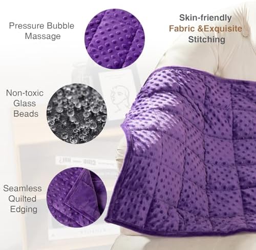 Alomidds Weighted Lap Blanket 7lbs, Cozy Luxury Breathable Weighted Blanket for Adults, Weighted Lap Pad for Travel, Relaxation, Sleeping, Purple, 29" x 24" - Image 4