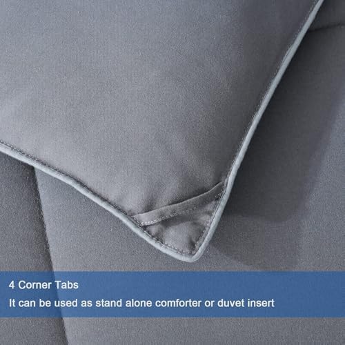 MAPLE DOWN Soft Twin Size Comforter Duvet Insert-Down Alternative Comforter with Corner Tabs-Lightweight Fluffy Breathable Machine Washable (Dark Gray, 68“x90”) - Image 4