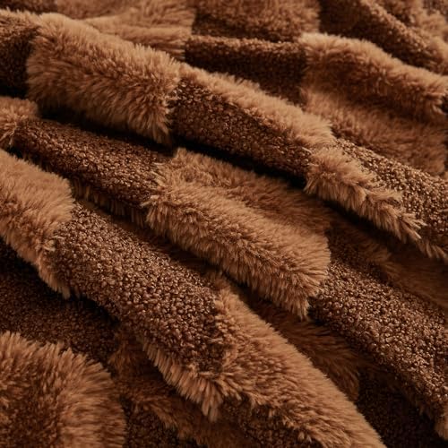 PU MEI Luxury Faux Fur Rabbit Fur Throw Blanket Brown 60"*80",Soft Plush Reversible Sherpa Blankets,Twin Fuzzy Elegant Blanket Thick Throws for Bed,Comfy Bedding Accent Blankets for Sofa Couch Chair - Image 6