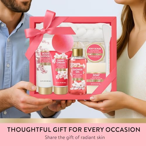 Gifts for Women 8pcs Cherry Blossom Spa Set, Bath and Body Self Care Gift - Image 6